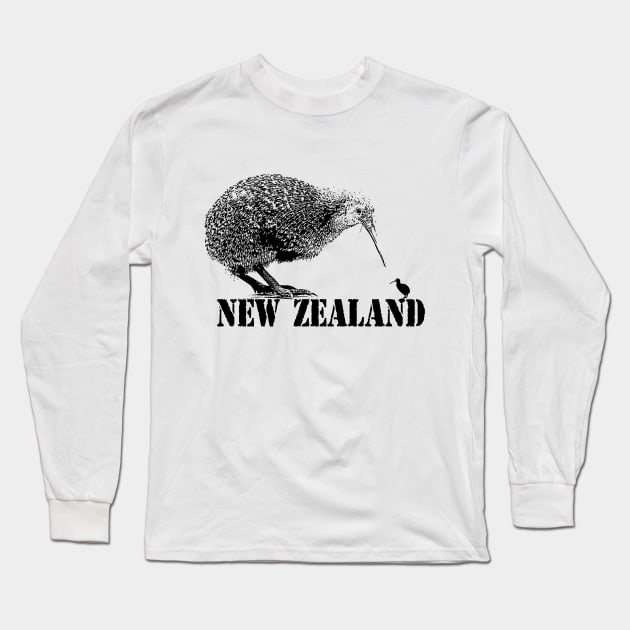 new zealand, kiwi bird Long Sleeve T-Shirt by hottehue